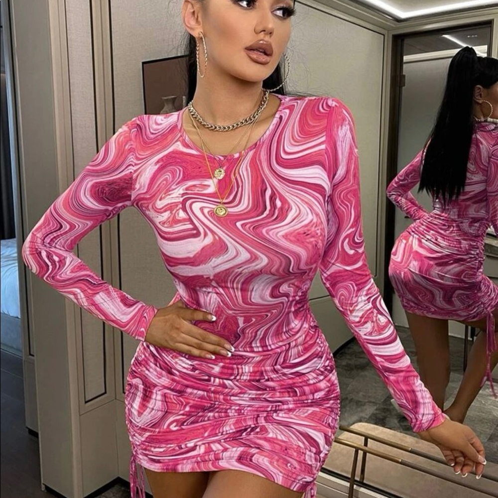 Marble Print Bodycon Dress